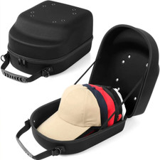 Baseball Cap Carrier Hat Travel Case Box for Hats Caps Fit 6 Hats Black Zipper