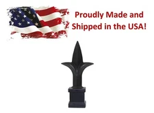 Black Plastic 1/2" Trident Spear Finial Fence Topper for Wrought Iron Picket