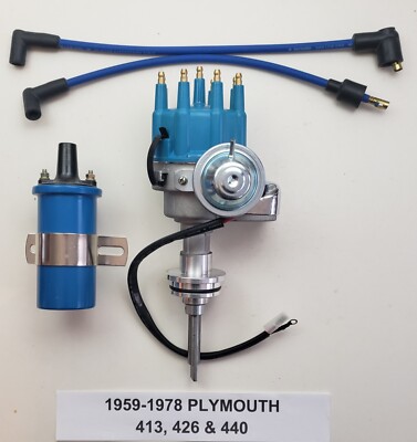 PLYMOUTH 440 426 413 1959-1978 BLUE Small Cap HEI DISTRIBUTOR + 45,000 Volt Coil