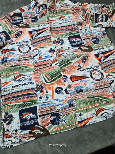Denver Broncos Shirt Men Large Hawaiian Vtg Style Classic History All Over Print - Picture 3 of 13