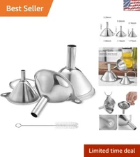 Effortless Pouring with Food-Grade Stainless Steel Funnels - 3 Variety Sizes