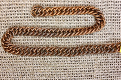 Old Vintage Copper Plated Chain 3/8" Rope Handle Braclet Necklace Jewelry 21"