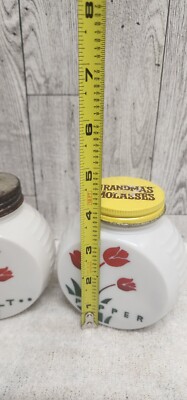 Vintage Fire King Red Tulip Salt & Pepper Shakers Anchor Vitrock