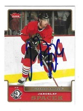 Autographed JAROSLAV SPACEK Chicago Blackhawks 2006-07 Fleer Card #28 w/COA