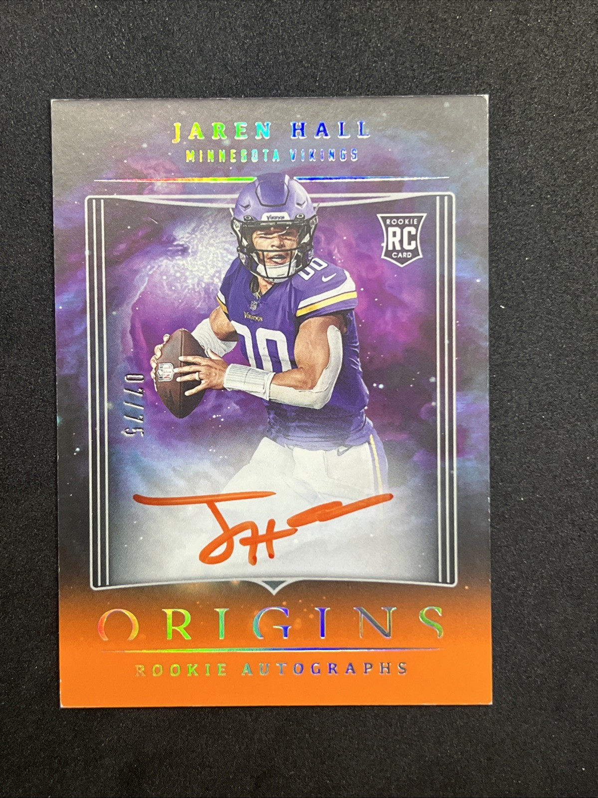 Jaren Hall Panini Origins Rookie Autographs #RAJHA Base