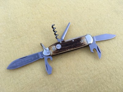 BOKER  TREE BRAND #182  CLASSIC CAMP UTILITY KNIFE  STAG HANDLE  BAIL   GERMANY