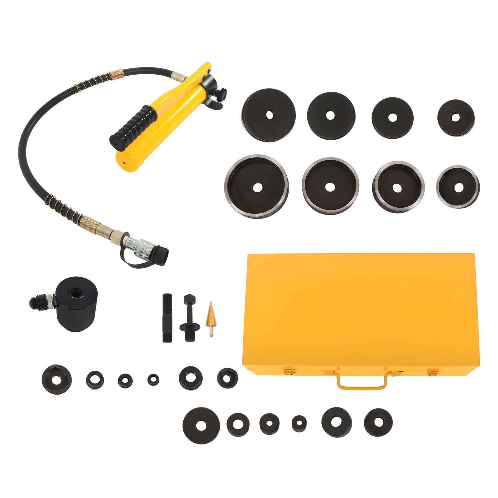 15 Ton 1/2" to 4" Hydraulic Knockout Punch Driver Tool Kit with 10 Dies