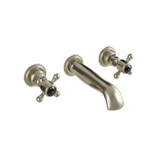 Traditional Wall Mounted Basin Mixer Tap Brushed Nickel Crosshead Ceramic WRAS