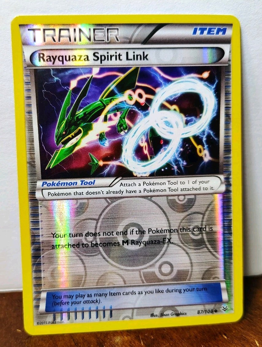 POKEMON RAYQUAZA SPIRIT LINK 87/108 REVERSE HOLO TRAINER ROARING SKIES LP