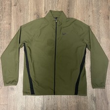 Nike Dri-Fit Full Zip Lightweight Training Jacket Mens Size L Olive Green STAIN