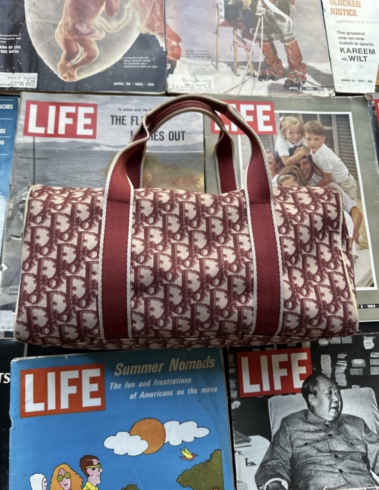 Christian Dior Mini Bolso Boston Nº2 Bolso de Mano Trotter Rojo Lona Auténtico Foto 2 de 4