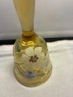 Fenton Unique Amber Honey Colored Bell With Beautiful Floral Design Signed