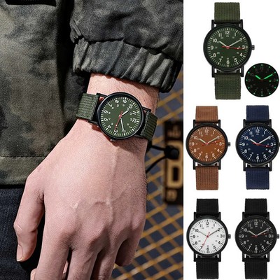 Military Watch Army Durable Water Proof Luminous 24Hours Dial Nylon Strap USA
