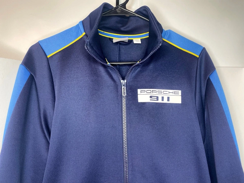 Chaqueta deportiva Puma Porsche 911 cremallera completa azul marino/azul/amarillo a rayas para hombre talla S Foto 3 de 4