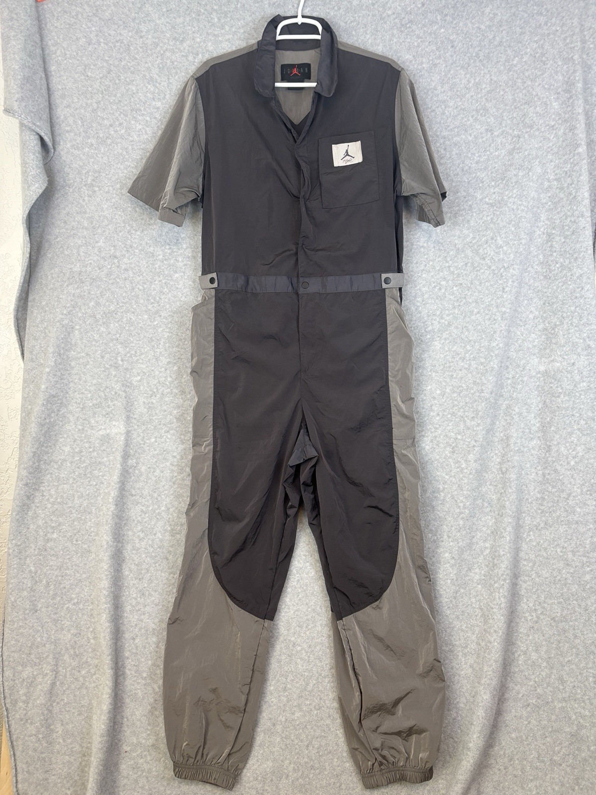 Nike Air Jordan Essentials Flight Suit Jumpsuit Jumpman Women XL Gray Pockets