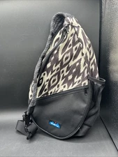 KAVU Rope Sling Crossbody Backpack Canvas Bag Black White New Without Tag