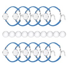 Bracelet Blanks for Jewelry Making 10pcs 20mm Blue/Silver