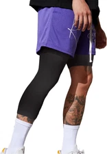 Men'S Compression Sport Pants Single Leg 3/4 Base Layer Basketball Leggings Athl