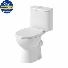 Close Coupled Rimless Toilet Ceramic WC Bathroom Pan Cistern & Soft Close Seat