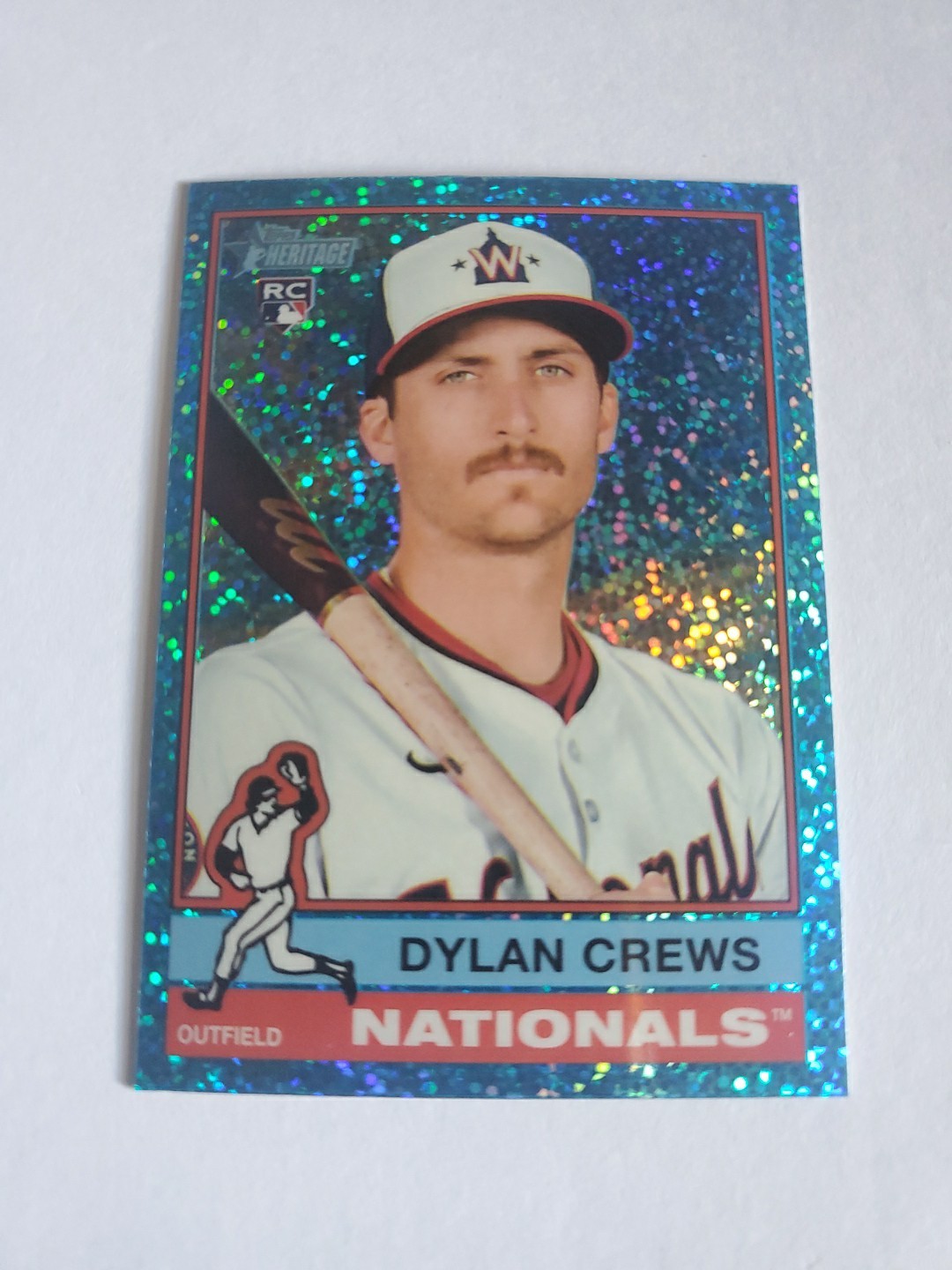2025 Topps Heritage - Dylan Crews #247 Chrome Light Blue Sparkle Refractor (RC)