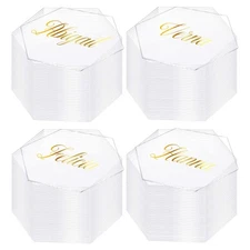 120 Pcs Hexagonal Clear Acrylic Wedding Place Cards Blank Name Plate Sign
