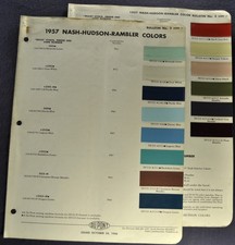 1957 Nash Hudson Rambler Paint Chip Colors Sheets Ambassador AMC Original 57