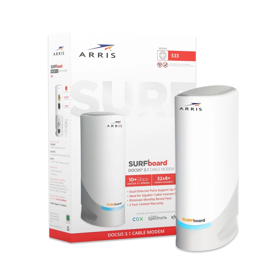 NEW ARRIS SURFboard S33 DOCSIS 3.1 Gigabit High-Speed Cable Modem - Image 2 of 4