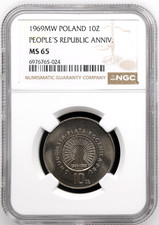Poland 10 Zloty 1969  NGC MS 65 UNC 25th Anniversary