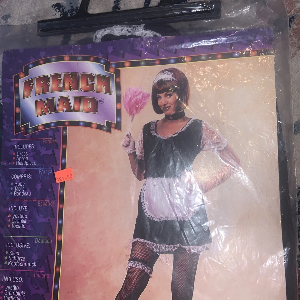 French Maid Dress, apron and headpiece Adult Costume Halloween - Image 4 of 4