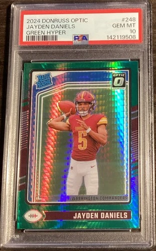 2024 Panini Optic Rated Rookie Jayden Daniels Green Hyper Prizm PSA 10