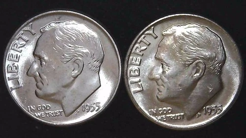 1955-P  D 10C Roosevelt Dime (2  Coins) BU 90% Silver 26ctt0223-5