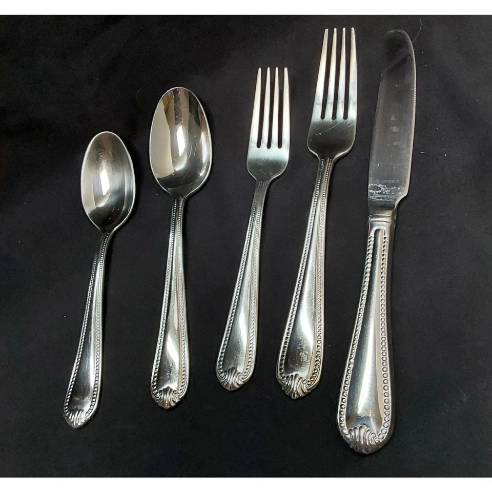 Lenox Silverware Service for 4 total of 20 pieces "Bead" pattern Lenox 1810  - Image 2 of 4