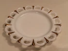 Vintage Anchor Hocking Old Colony Milk Glass W/ Gold Trimmed Lace Edge.