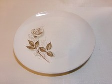 Vintage Sabin China 10" Dinner Plate White Rose & Brown Leaves Floral