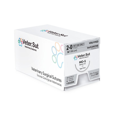 VeterSut VetXANONE Polydioxanone, USP 2-0, 1/2 taper point 30mm Sutures