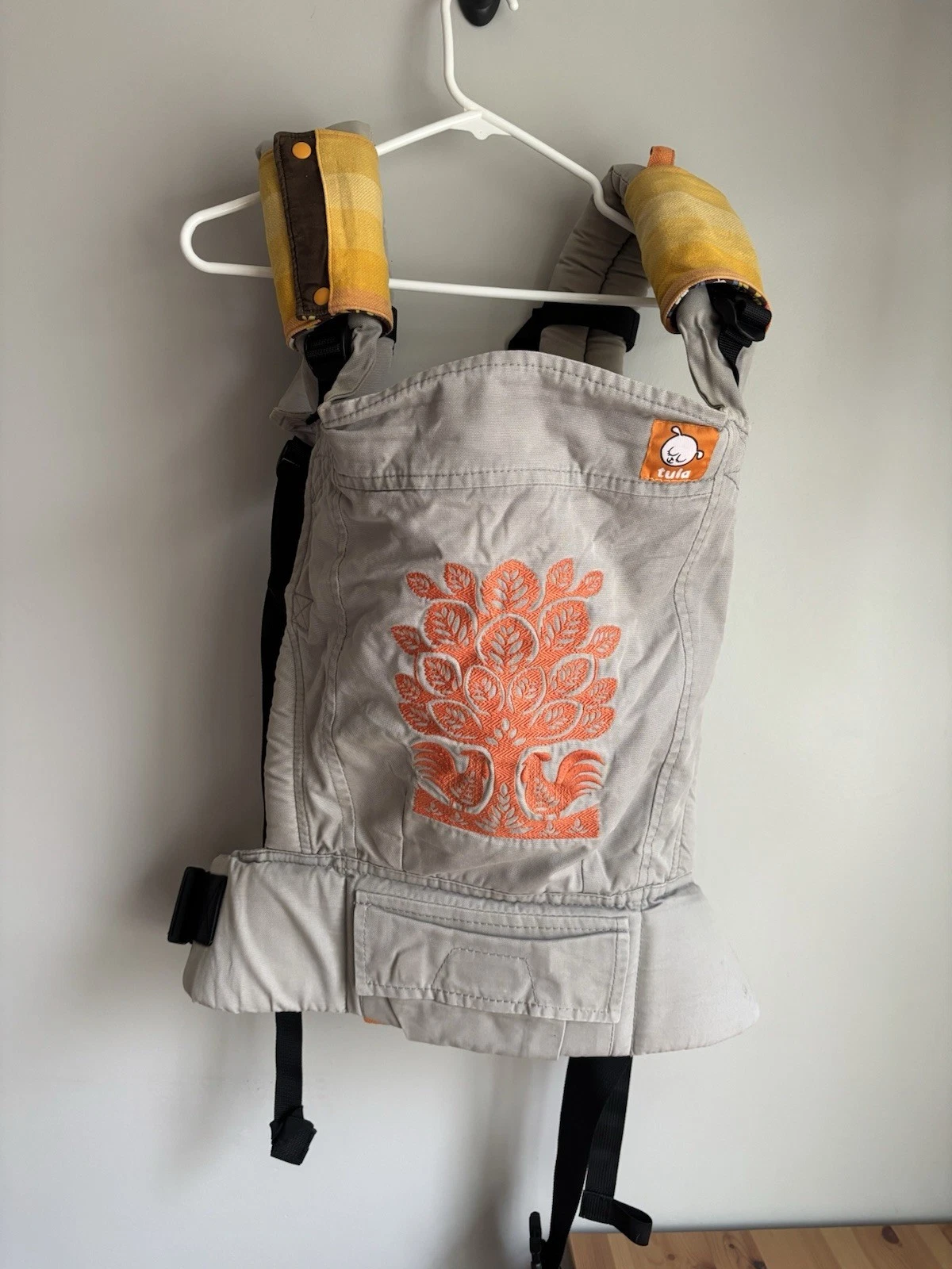 Tula Gray Ergonomic Adjustable Baby Carrier Embroidered With Strap Covers