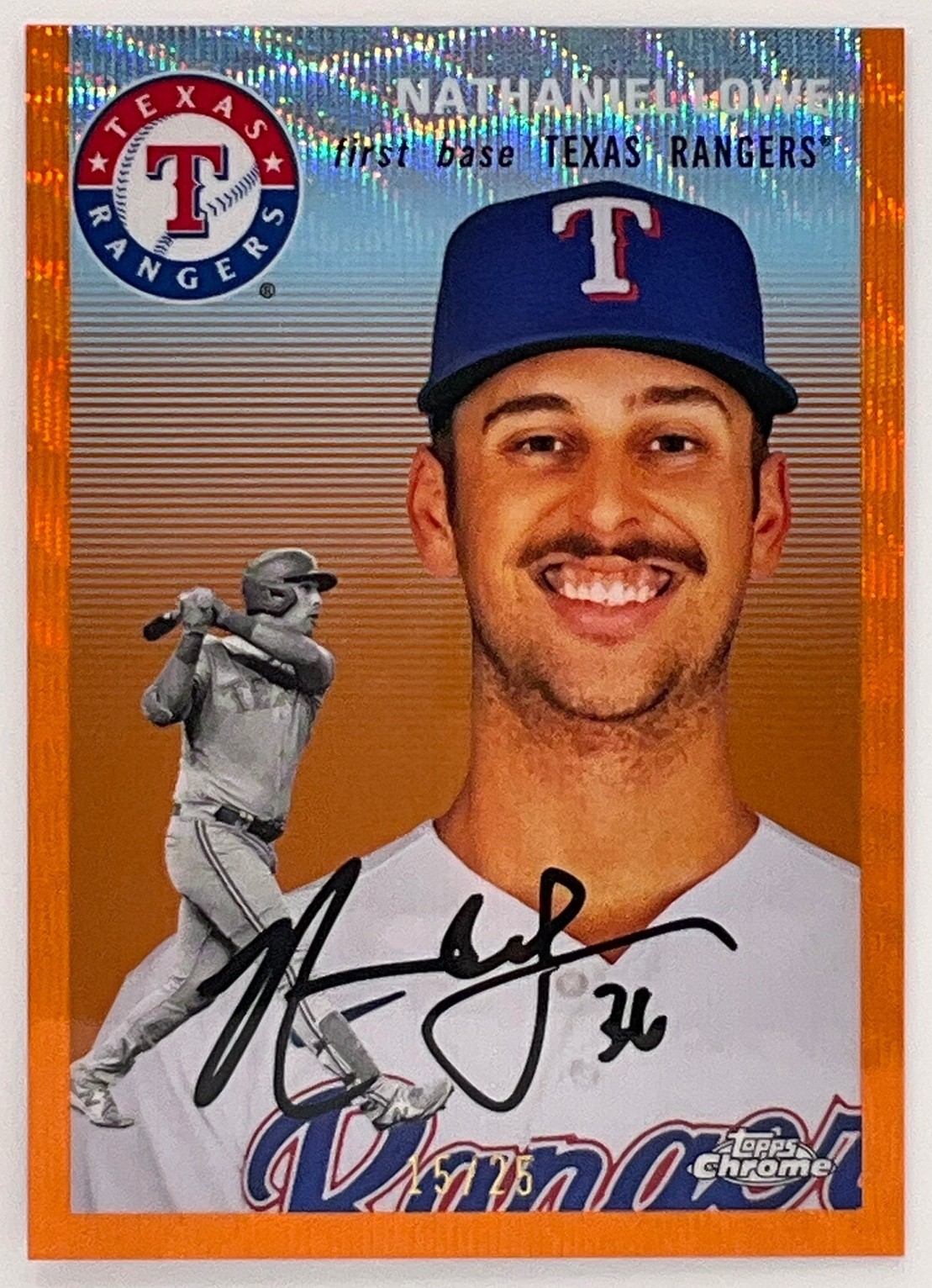 2023 Topps Chrome Platinum Anniversary Nathaniel Lowe Orange Wave /25 Rangers