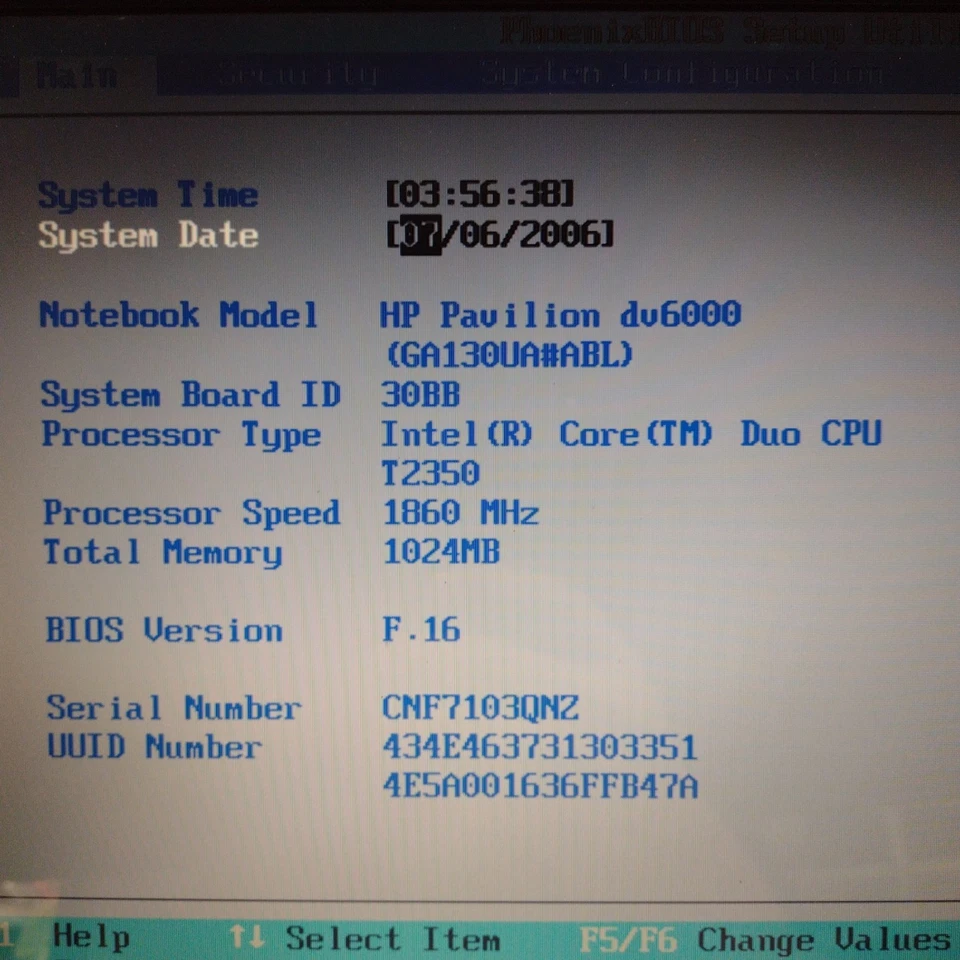 HP Pavilion DV6000 15.4" Laptop Intel Core Duo T2350 1GB 128GB BOOTS BIOS H3017 - Image 2 of 4