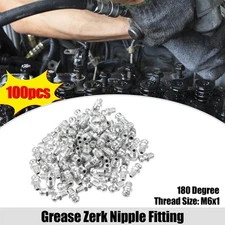 100 Pcs M6x1 Car Grease Nipple Fitting Straight 180 Degree Galvanized Steel