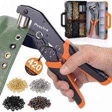 Grommets Tool Kit with 420 PCS 1/4 inch Grommets and Carrying Case,Heavy Duty Ey