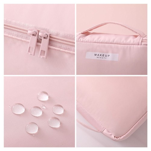 Solid Color Ladies Cosmetic Bag Waterproof Toiletry Bag Travel Makeup Bag - Picture 3 of 11