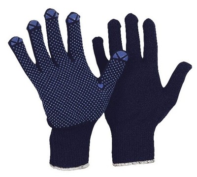 Vorteilspack Solidstar  Feinstrickhandschuh Nylon/Baumwolle blau mit PVC-Noppen