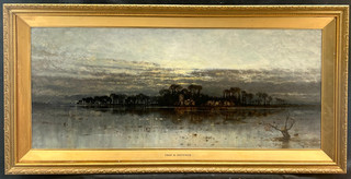 KARL HEFFNER 1849 1925 RIVER SCENE AT SUNSET "A GREY DAY" ANTIQUE Oil Painting