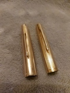 2 Vintage PARKER Pen Lids Fountain pen Gold Coloured Pen Lids Spares