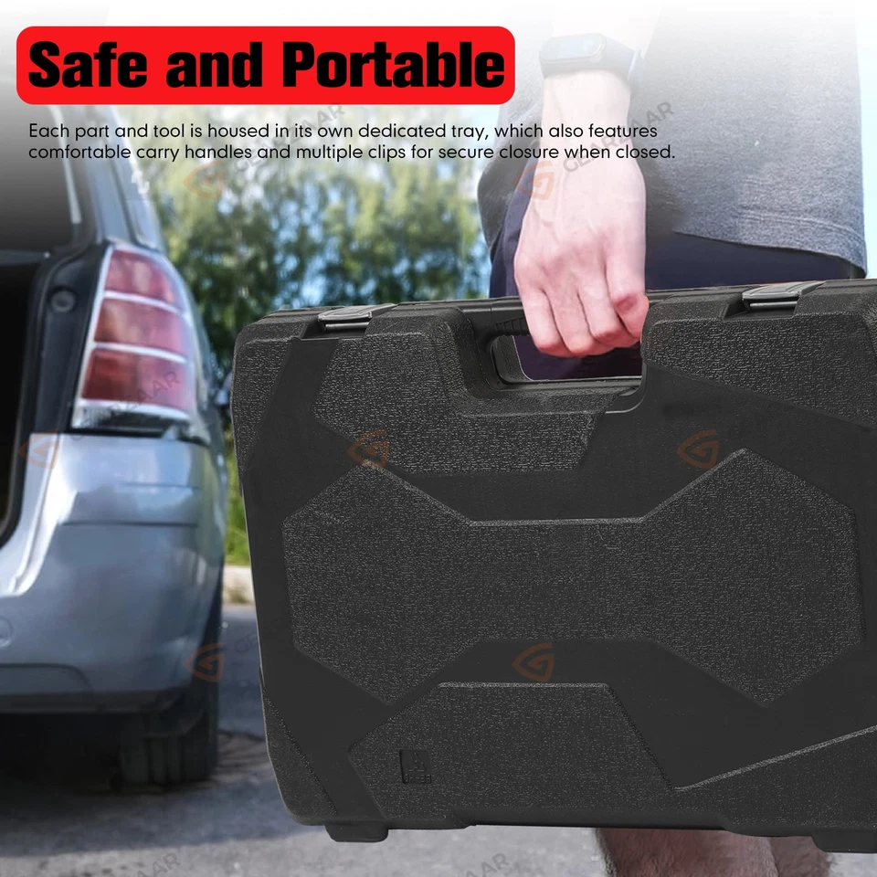 216PCS Socket Set 1/4 3/8 1/2" Spanner Drive Ratchet Wrench Mechanic Tool Kit - Image 3 of 4