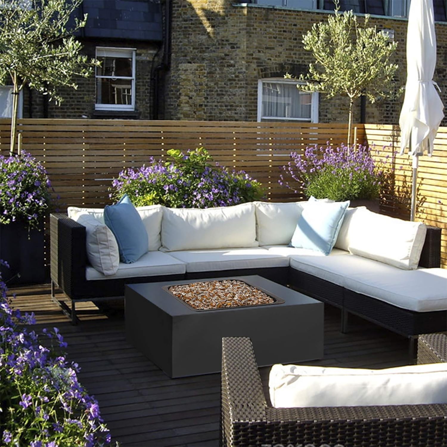 Skyflame 10-Pound Polygon Fire Glass for Pit Fireplace Amber 