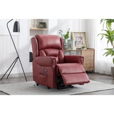 Lelani Ansley Genuine Leather Lift Assist Power Recliner Chair Sofa Burgundy
