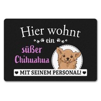 Hier Wohnt Ein Chihuahua Mit Seinem Personal FußMatte In 40X60 Cm Ohne Rand