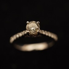 0.30ct Main Stone 14k White Gold Diamond Engagement Ring - Free Shipping USA