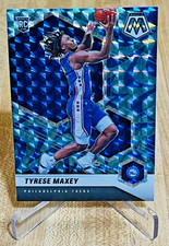 2020-21 Panini Mosaic Tyrese Maxey Reactive Blue Prizm RC #203 Rookie Card 76ers